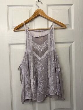 Free People White Lavender Lace Tank top